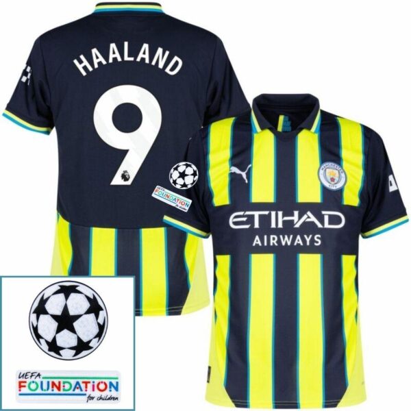 Manchester City Away 2024/25 Patches UCL UEFA Foundation (Official Printing) - Imagem 5