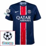 Paris Saint-Germain O.DEMBELE 10 Fan Jersey Home 2024/25 Patches UCL UEFA Foundation (Official Printing) - Imagem 5