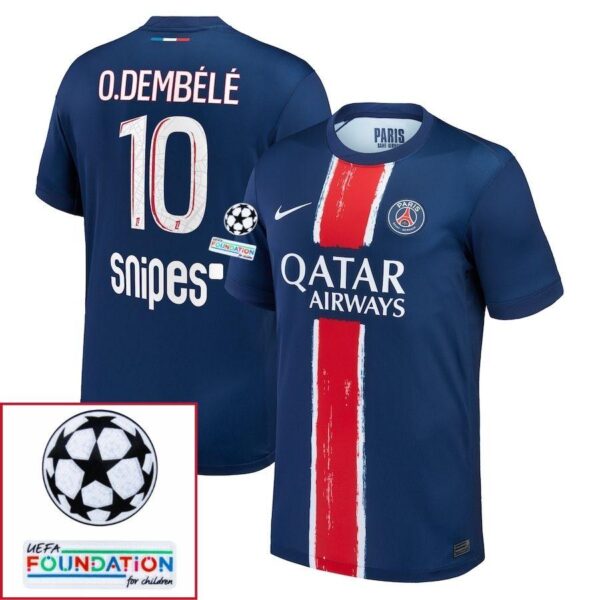 Paris Saint-Germain Fan Jersey Home 2024/25 Patches UCL UEFA Foundation (Official Printing) - Imagem 3