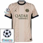 Paris Saint-Germain Fan Jersey Fourth Jordan 2023/24 Patches UCL UEFA Foundation (Official Printing)