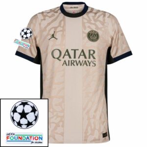 Paris Saint-Germain Fan Jersey Fourth Jordan 2023/24 Patches UCL UEFA Foundation (Official Printing)