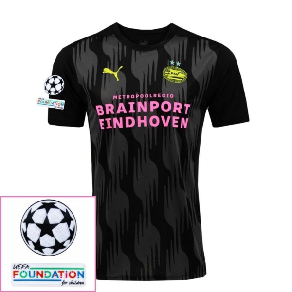 PSV Eindhoven Fan Jersey Pre-Match Away 2024/25 Patches UCL UEFA Foundation (Official Printing) - Imagem 1