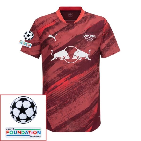 RB Leipzig Fan Jersey Away 2024/25 Patches UCL UEFA Foundation (Official Printing) - Imagem 1