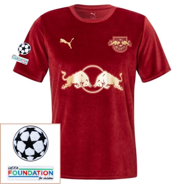 RB Leipzig Fan Jersey 	Christmas Special Edition 2024/25 Patches UCL UEFA Foundation (Official Printing) - Imagem 1
