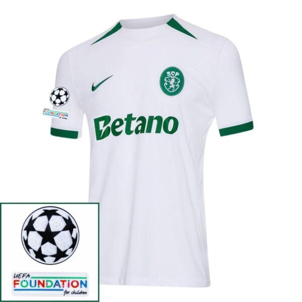 Sporting CP Fan Jersey Away 2024/25 Patches UCL UEFA Foundation (Official Printing) - Imagem 1