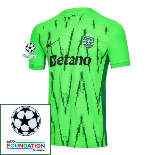 Sporting CP Fan Jersey Fourth 2024/25 Patches UCL UEFA Foundation (Official Printing) - Imagem 1