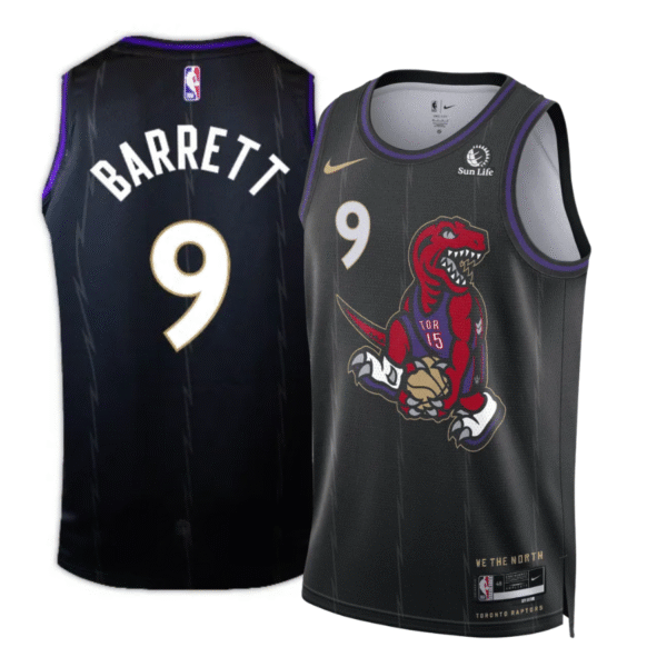 BRINDE_45_d2cf8b67-4b07-455e-9e90-8631fdecd463 Barret 9 Toronto Raptors City Edition 24/25 NBA Jersey - Imagem 1