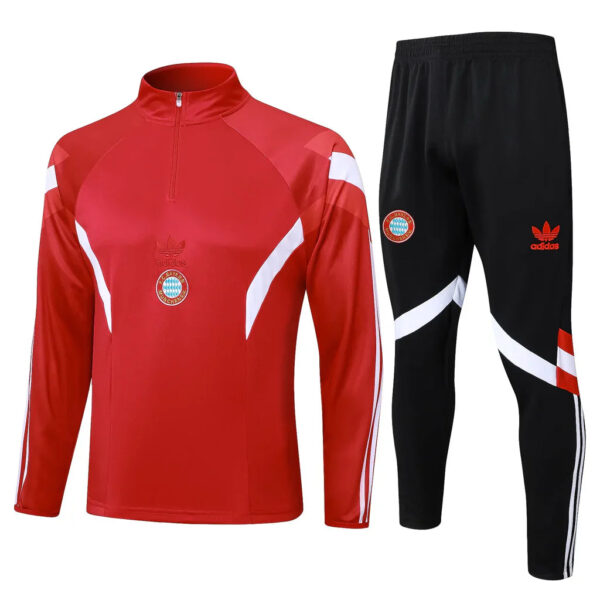 Kit Bayern Munich Short Zipper Training Red 2024/25 - Imagem 1