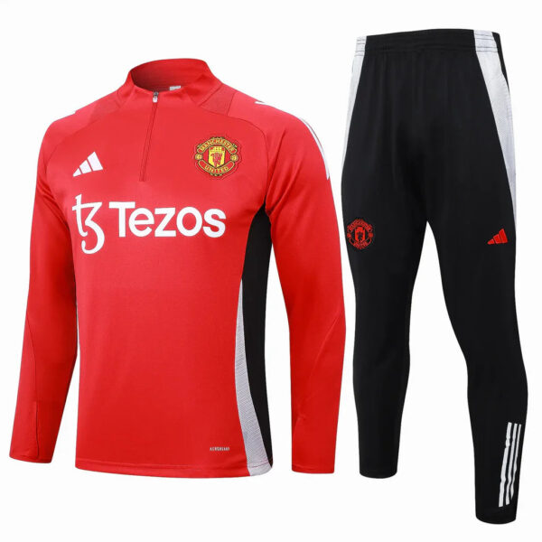 Kit Manchester United Short Zipper Training Red and Black - Imagem 1