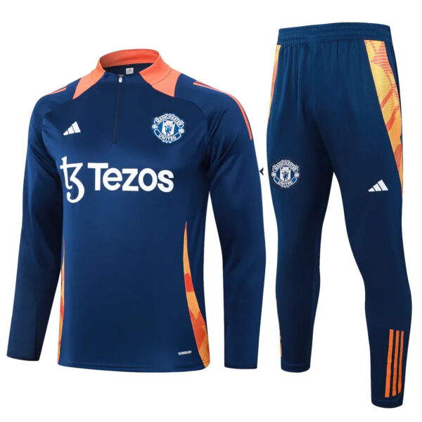 Kit Manchester United Short Zipper Training Blue 2024/25 - Imagem 1