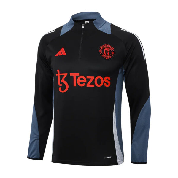 Kit Manchester United Short Zipper Training Black 2024/25 - Imagem 3