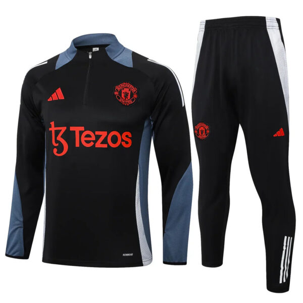 Kit Manchester United Short Zipper Training Black 2024/25 - Imagem 1