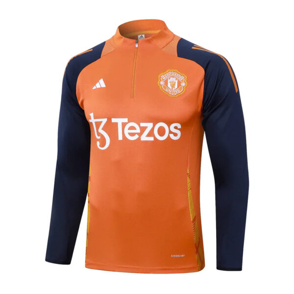 Kit Manchester United Short Zipper Training Orange and Blue - Imagem 3
