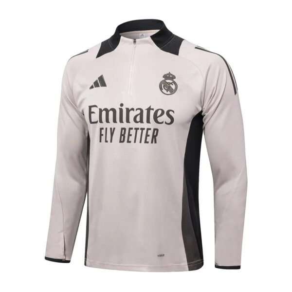 Kit Real Madrid Short Zipper Training Beige and Ciano 2024/25 - Imagem 3