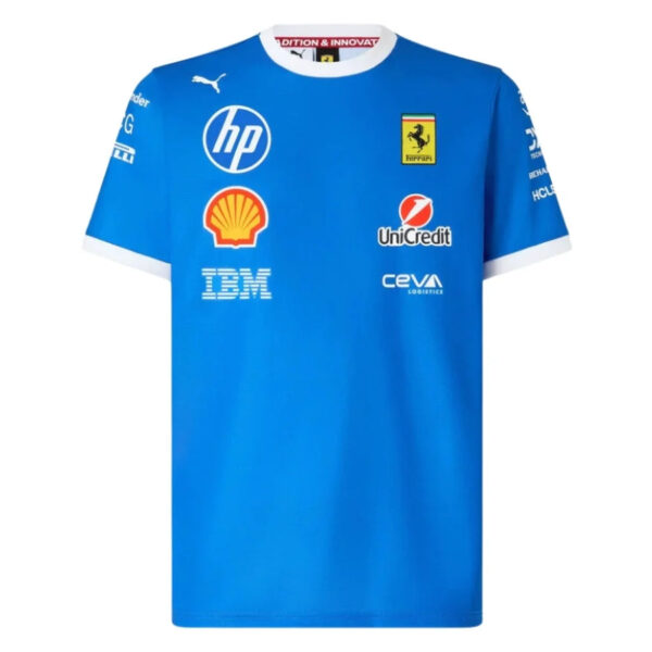 Scuderia Ferrari 2025 Team Monza T-Shirt -  Formula 1 F1 Formula One Blue Scozia - Imagem 1