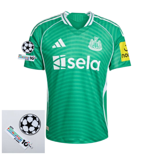 Newcastle United Away Fan Jersey 2025/26 Patches UCL + 10th Anniversary UEFA. - Imagem 1