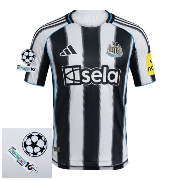 Newcastle United Home Fan Jersey 2025/26 Patches UCL + 10th Anniversary UEFA. - Imagem 1