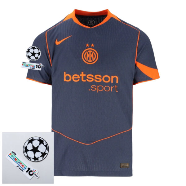 Inter Milan Third Fan Jersey 2025/26 Patches UCL + 10th Anniversary UEFA. - Imagem 1
