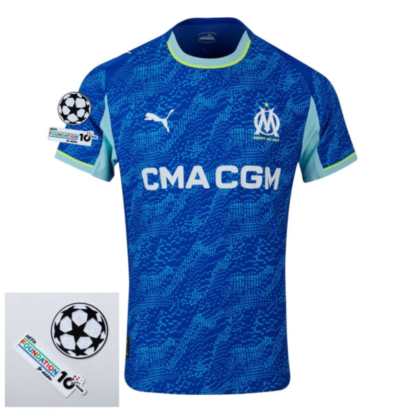 CopiadeTextodoseuparagrafo_34_67137fc0-8331-487a-be53-bb73dc2c5082 Olympique Marseille Third Fan Jersey 2025/26 Patches UCL + 10th Anniversary UEFA. - Imagem 1