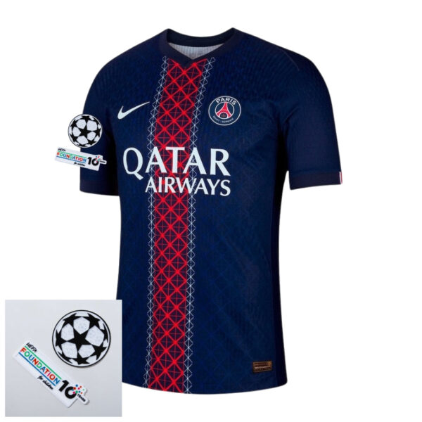 Paris Saint-Germain Home Fan Jersey 2025/26 Patches UCL + 10th Anniversary UEFA. - Imagem 1