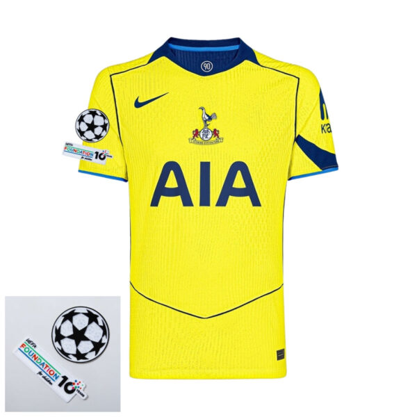 Tottenham Third Fan Jersey 2025/26 Patches UCL + 10th Anniversary UEFA. - Imagem 1