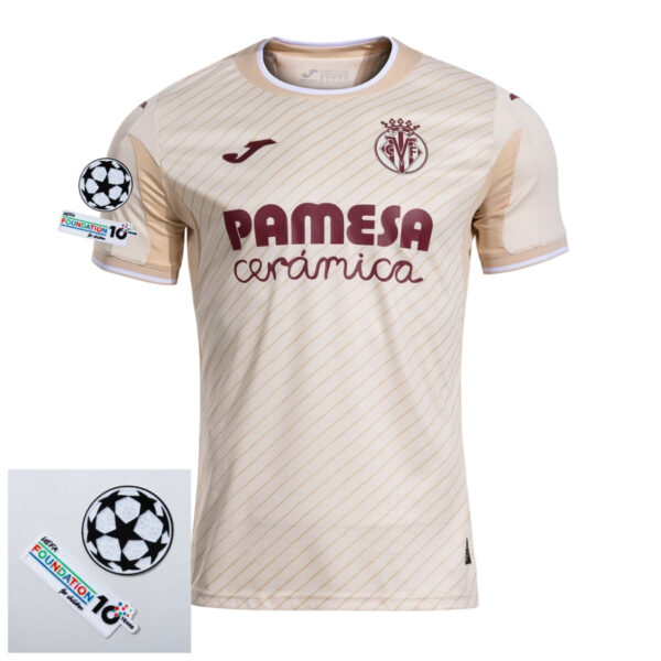 Villarreal Away Fan Jersey 2025/26 Patches UCL + 10th Anniversary UEFA. - Imagem 1