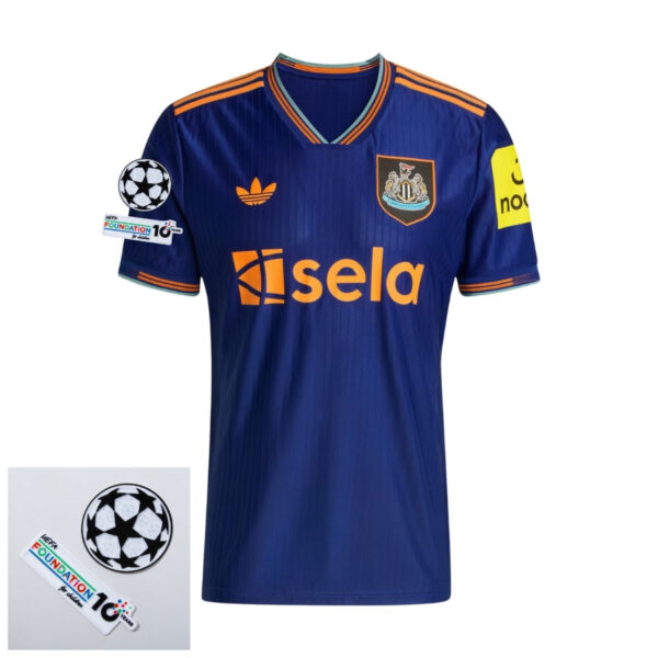 Newcastle United Third Fan Jersey 2025/26 Patches UCL + 10th Anniversary UEFA. - Imagem 1