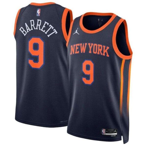 RJ Barrett New York Knicks 2023 NBA Jersey - Statement Edition - Navy - Imagem 1