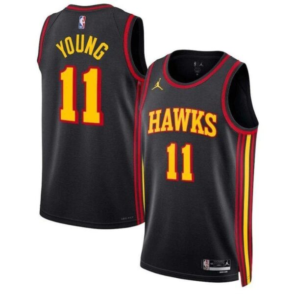 Trae Young Atlanta Hawks 2023 Statement Edition NBA Jersey - Black - Imagem 1