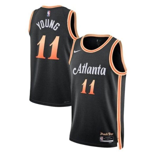 Trae Young Atlanta Hawks Unisex 2023 NBA Jersey - City Edition - Black - Imagem 1