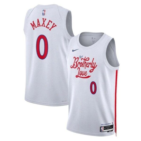 Tyrese Maxey Philadelphia 76ers Unisex 2023 NBA Jersey - City Edition - White - Imagem 1