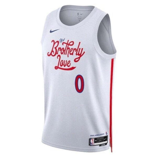 Tyrese Maxey Philadelphia 76ers Unisex 2023 NBA Jersey - City Edition - White - Imagem 2