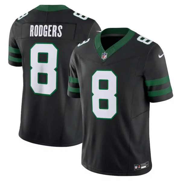 NFLNewYorkJetsBlackAaronRodgers8Legacy NFL New York Jets Black Aaron Rodgers 8 Legacy - Imagem 1