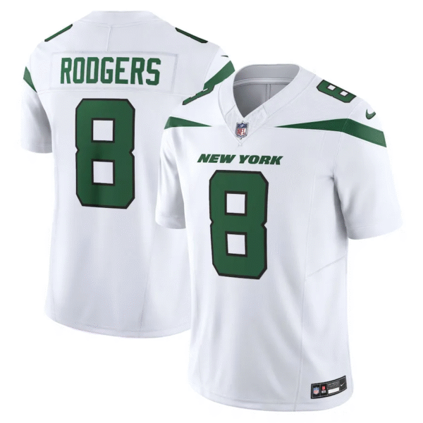 NFLNewYorkJetsWhiteAaronRodgersSpotlight NFL New York Jets White Aaron Rodgers Spotlight - Imagem 1