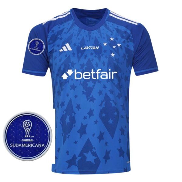 Cruzeiro Home Jersey 2024/25 + Todos os Patrocinios + Patchs Sul Americana 2024 - Imagem 1