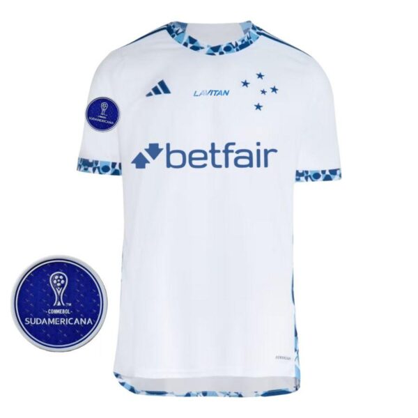 Cruzeiro Away Jersey 2024/25 + Todos os Patrocinios + Patchs Sul Americana 2024 - Imagem 1