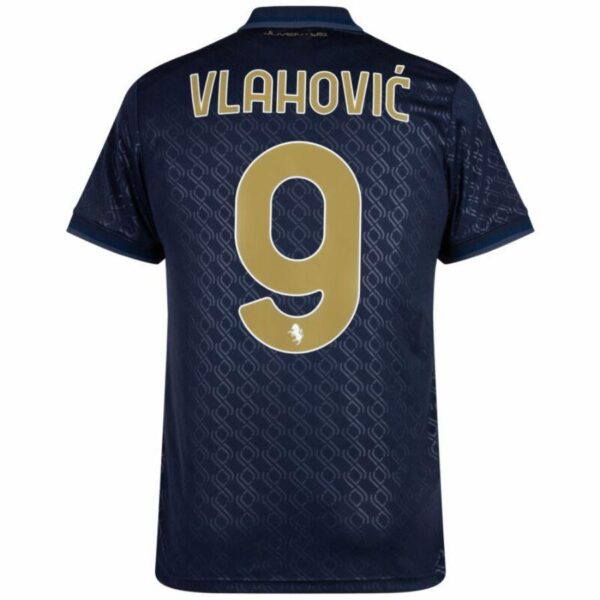 Juventus Vlahovic 9 Third 2024/25 Patches UCL UEFA Foundation (Official Printing) - Imagem 2