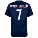 Paris Saint-Germain Kvaratskhelia 7 Fan Jersey Home 2024/25 Patches UCL UEFA Foundation (Official Printing) - Imagem 2