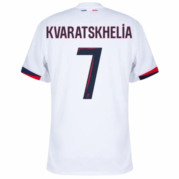 Paris Saint-Germain Kvaratskhelia 7 Fan Jersey Away 2024/25 Patches UCL UEFA Foundation (Official Printing) - Imagem 2
