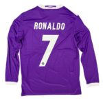 Real Madrid  Cristiano Ronaldo Away Retro 2016-17 Patches UCL UEFA Respect Final World (Official Printing) - Imagem 3