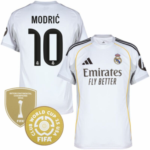 Real Madrid Modric 10 Home Fan Jersey 2025/26 Patch Club World Cup - Imagem 1