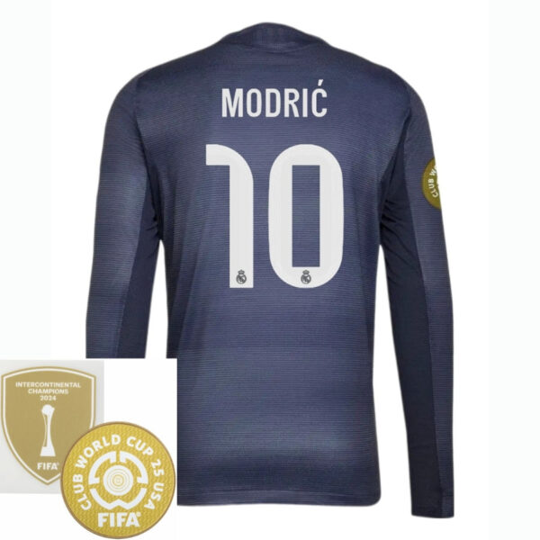 Real Madrid Away Long Sleeve Fan Jersey 2025/26 - Patch 2025 Club World Cup + FIFA Intercontinental Champions - Imagem 2