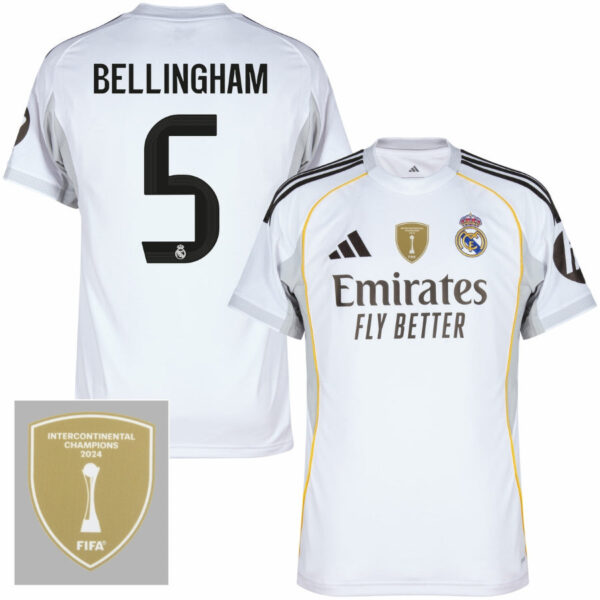 Real Madrid Home Bellingham 5 Fan Jersey 2025/26 FIFA Intercontinental Patch - Imagem 1