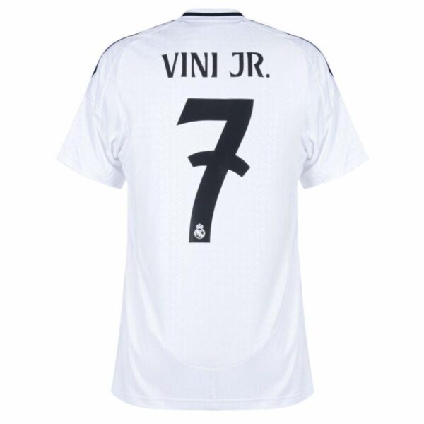 Real Madrid Vini JR. 7 Home Fan Jersey 2024/25 Patches UCL UEFA Foundation (Official Printing) - Imagem 2
