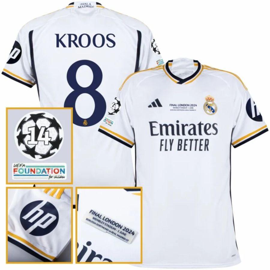 Textodoseuparagrafo_22_62e326e5-c850-4663-b5dd-38ba4f54e2d2 Real Madrid Toni Kroos 8 Home Fan Jersey 2023/24 Patch FIFA WCC Patch UCL UEFA Foundation Patches - Imagem 1