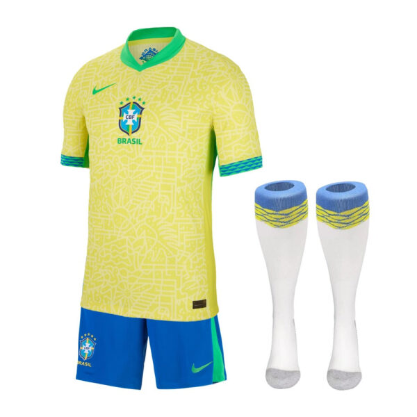 Kids KIT Brasil Home Jersey 2024/25 - Imagem 1